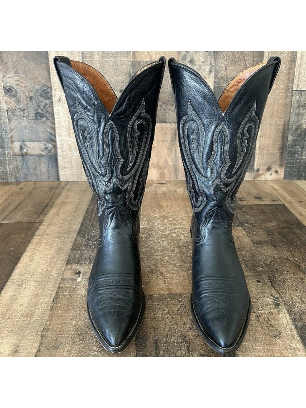 Nocona Vintage Classic Black Western Cowboy Boots Mens 9.5 D